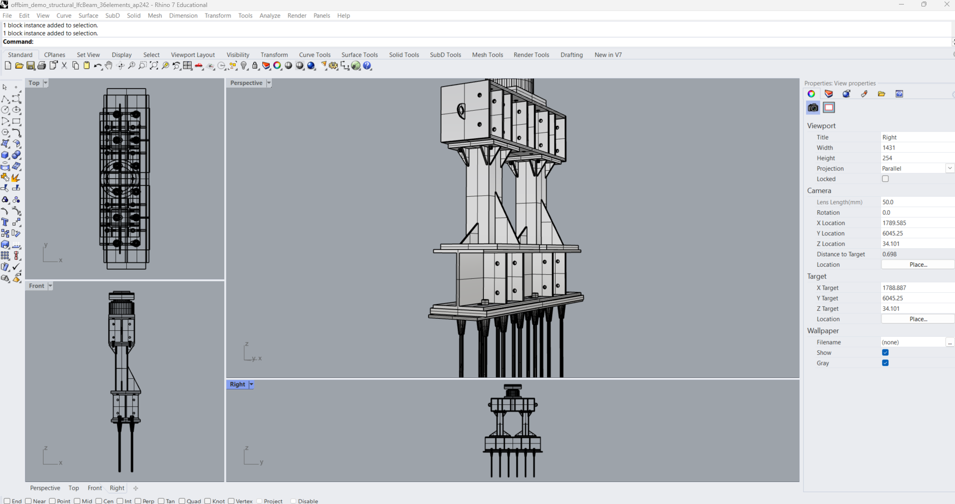 AP242 STEP file with holes rendered in Rhino 3D viewport